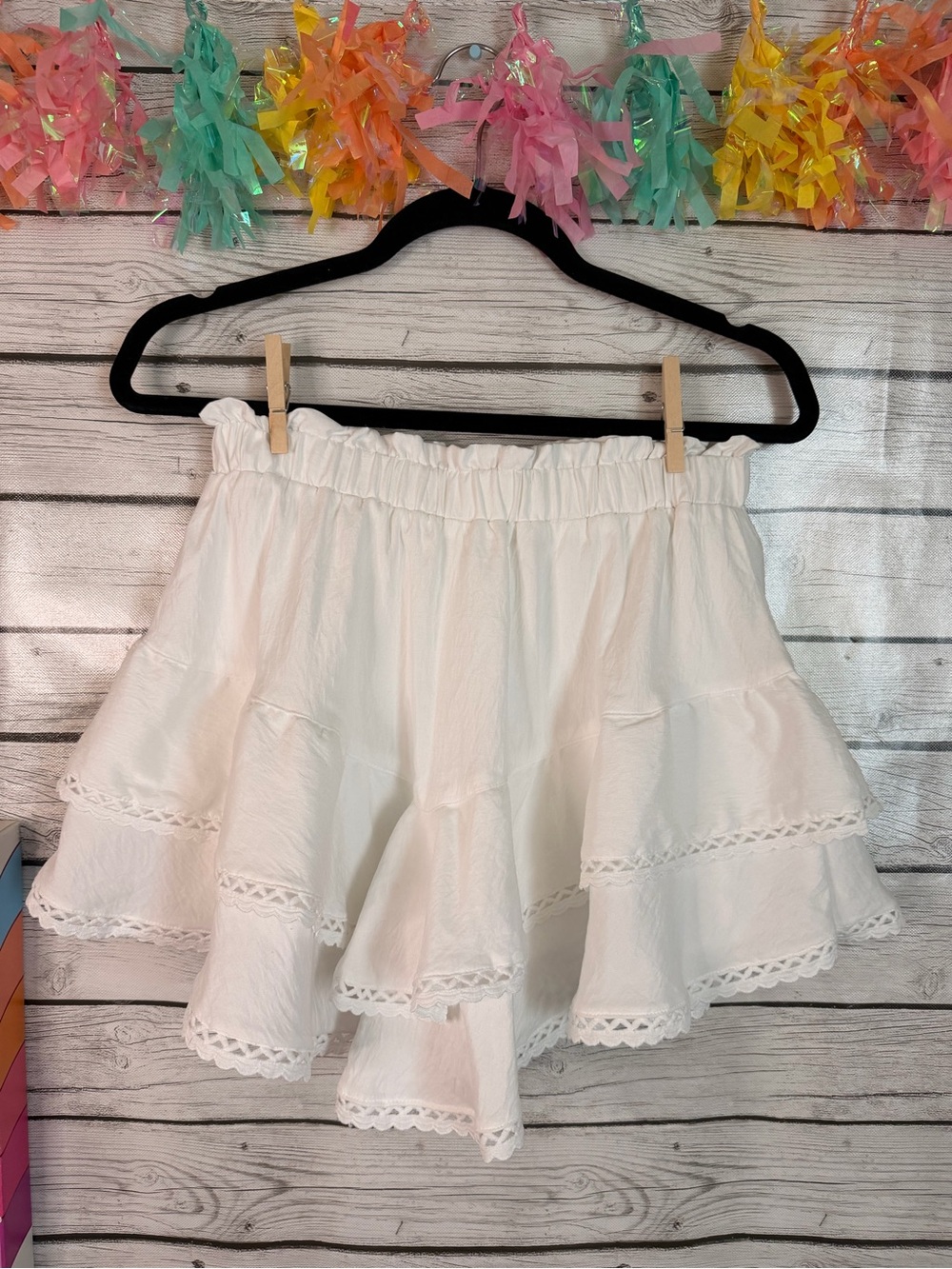 White Tiered Ruffle Mini Skirt